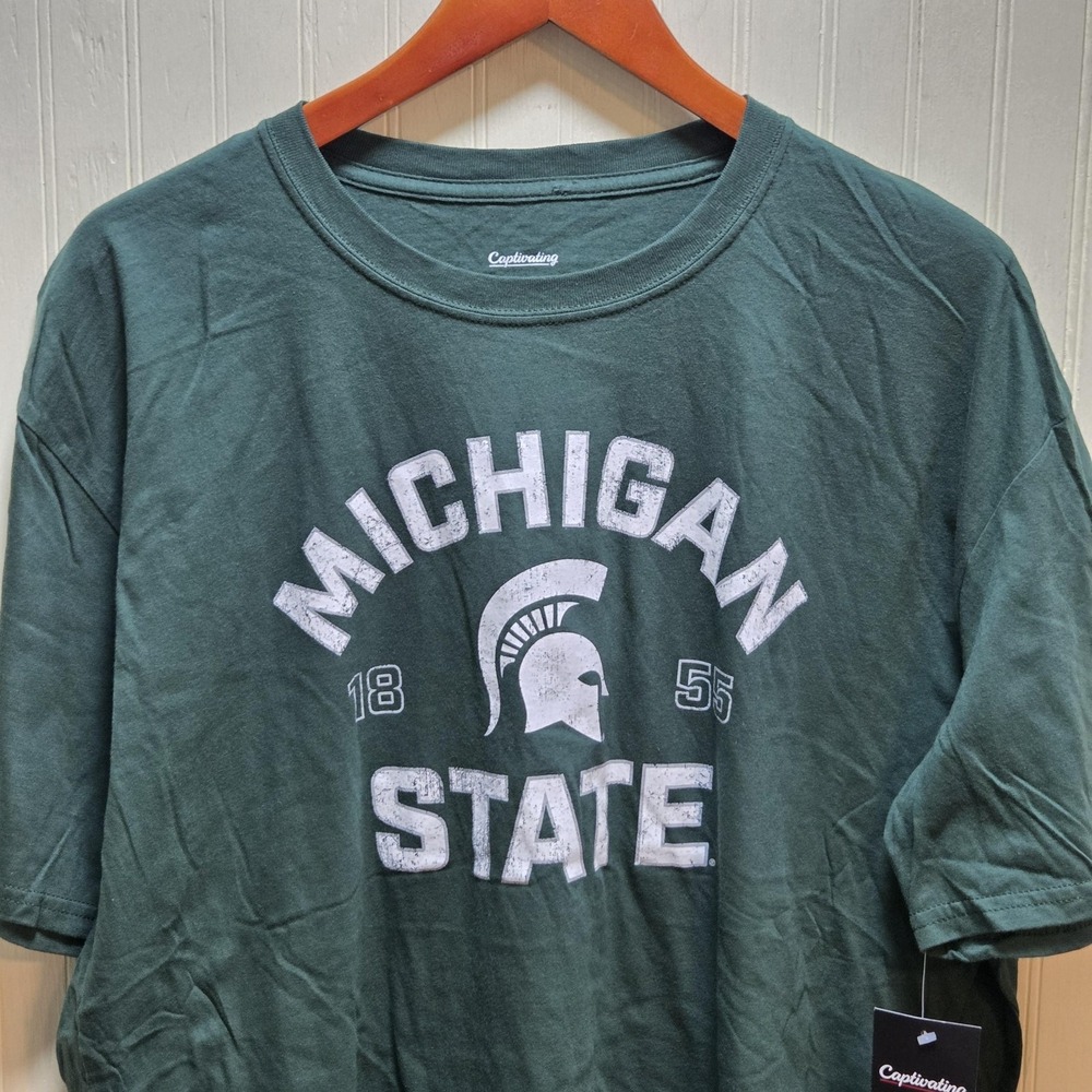 Michigan State Spartans Shirt Mens 2XL Green NCAA Captivating Tee Short Sleeve